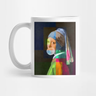 The Girl With A Pearl Earring And Bubble Gum, Colorful Mug